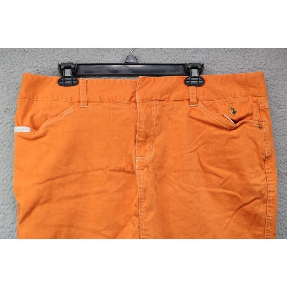 Baby Phat Orange Denim Skirt-Size 20-Pockets-Vintage-Y2K-Logo - Picture 3 of 14